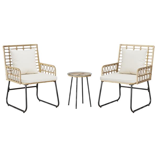 Grote foto vidaxl tuin eetset met kussen 3 pcs zwart antraciet 35 x 35 x 45 cm tuin en terras tuinmeubelen