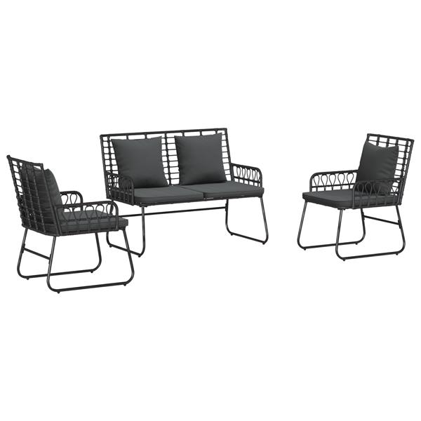 Grote foto vidaxl tuin eetset met kussen 3 pcs zwart antraciet 113 x 69 x 83 cm tuin en terras tuinmeubelen