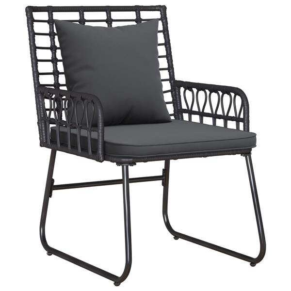 Grote foto vidaxl tuin eetset met kussen 3 pcs zwart antraciet 113 x 69 x 83 cm tuin en terras tuinmeubelen