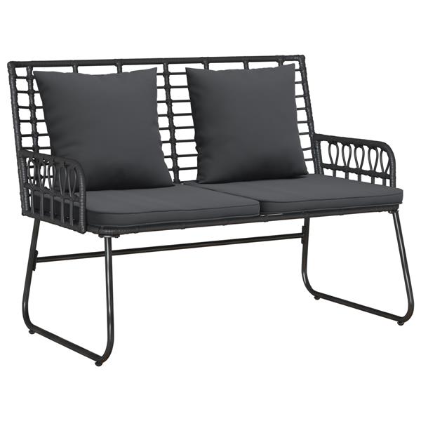 Grote foto vidaxl tuin eetset met kussen 3 pcs zwart antraciet 113 x 69 x 83 cm tuin en terras tuinmeubelen