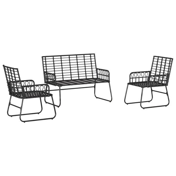 Grote foto vidaxl tuin eetset met kussen 3 pcs zwart antraciet 113 x 69 x 83 cm tuin en terras tuinmeubelen