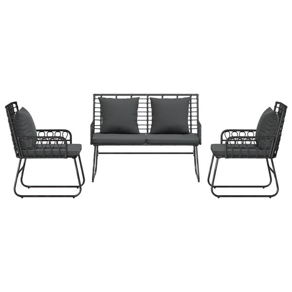 Grote foto vidaxl tuin eetset met kussen 3 pcs zwart antraciet 113 x 69 x 83 cm tuin en terras tuinmeubelen