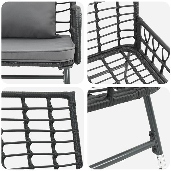 Grote foto vidaxl tuin eetset met kussen 3 pcs zwart antraciet 113 x 69 x 83 cm tuin en terras tuinmeubelen