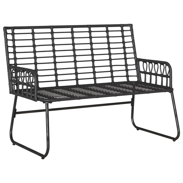 Grote foto vidaxl tuinbank zwart antraciet 113 x 69 x 83 cm poly riet staal tuin en terras tuinmeubelen