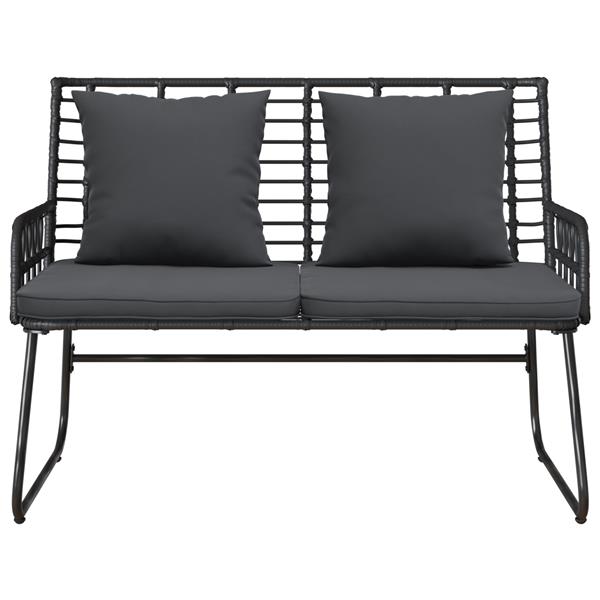 Grote foto vidaxl tuinbank zwart antraciet 113 x 69 x 83 cm poly riet staal tuin en terras tuinmeubelen