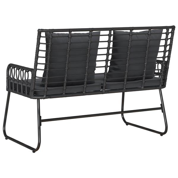 Grote foto vidaxl tuinbank zwart antraciet 113 x 69 x 83 cm poly riet staal tuin en terras tuinmeubelen