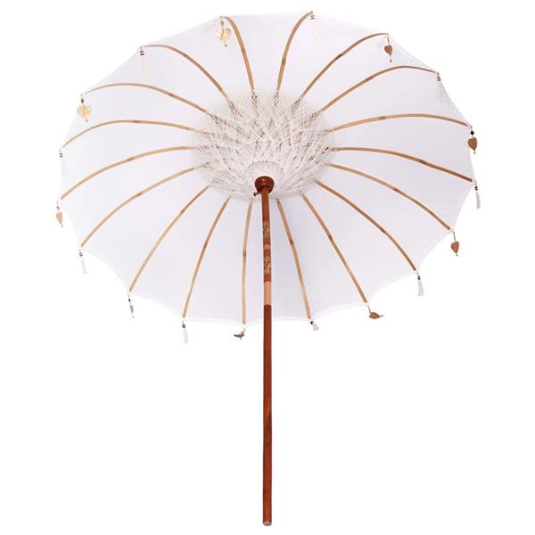 Grote foto vidaxl parasol cr me x 250 cm katoen en massief hout tuin en terras overige tuin en terras