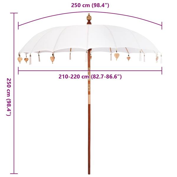 Grote foto vidaxl parasol cr me x 250 cm katoen en massief hout tuin en terras overige tuin en terras