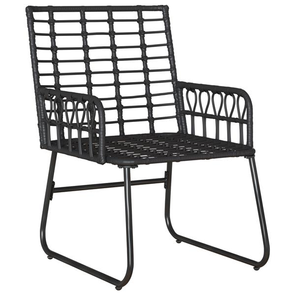 Grote foto vidaxl tuin eetset met kussen 3 pcs zwart antraciet 35 x 35 x 45 cm tuin en terras tuinmeubelen