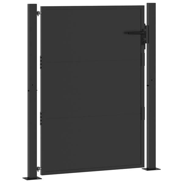Grote foto vidaxl tuinpoort zwart 100 x 150 cm poedergecoat staal tuin en terras hekken en schuttingen