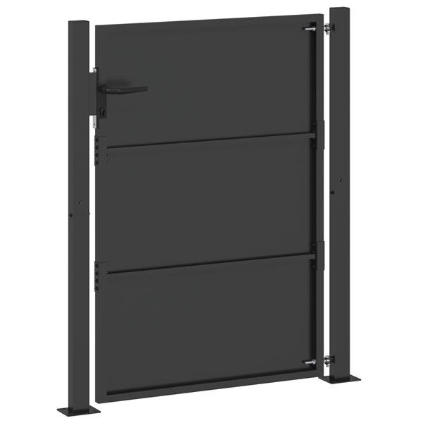 Grote foto vidaxl tuinpoort zwart 100 x 150 cm poedergecoat staal tuin en terras hekken en schuttingen