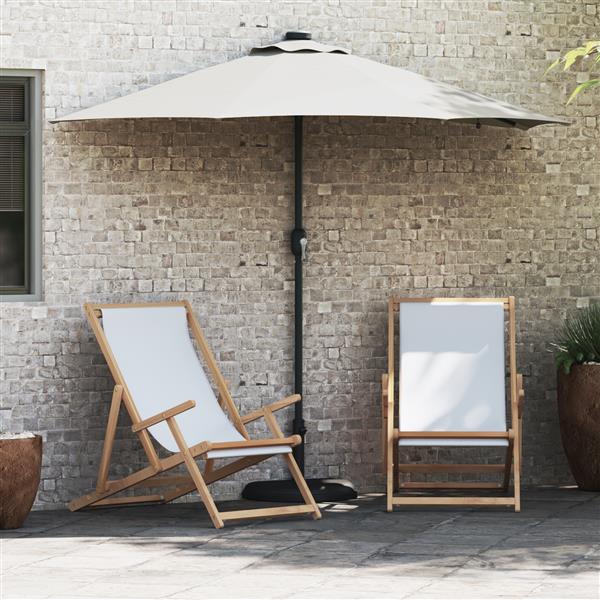 Grote foto vidaxl tuinparasol with led strip lights zand 294 x 150 x 223 cm stof tuin en terras overige tuin en terras