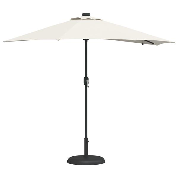 Grote foto vidaxl tuinparasol with led strip lights zand 294 x 150 x 223 cm stof tuin en terras overige tuin en terras