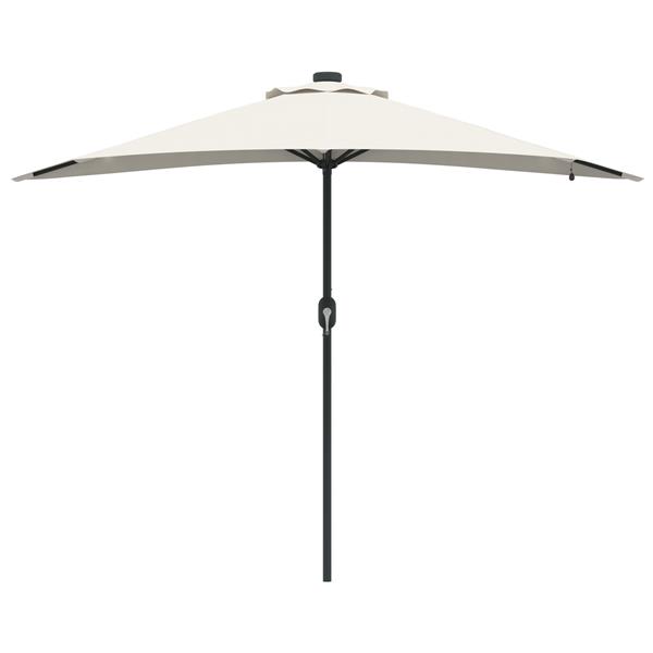 Grote foto vidaxl tuinparasol with led strip lights zand 294 x 150 x 223 cm stof tuin en terras overige tuin en terras