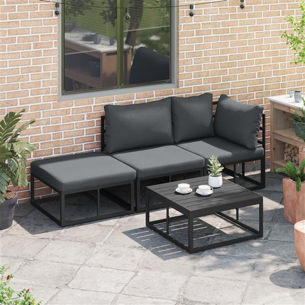 Grote foto vidaxl tuin sofa set 3 pcs zwart 211 5 x 71 5 x 71 cm aluminium tuin en terras tuinmeubelen