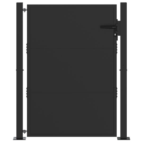 Grote foto vidaxl tuinpoort zwart 100 x 125 cm poedergecoat staal tuin en terras hekken en schuttingen
