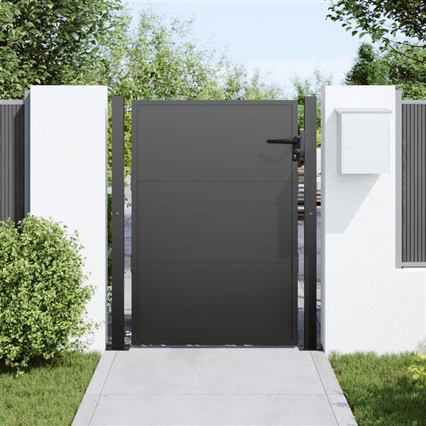 Grote foto vidaxl tuinpoort zwart 100 x 125 cm poedergecoat staal tuin en terras hekken en schuttingen