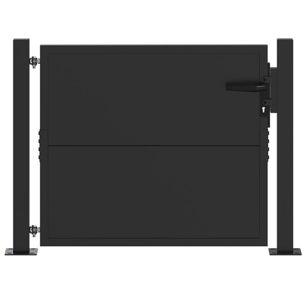 Grote foto vidaxl tuinpoort met slot zwart 100 x 100 cm poedergecoat staal tuin en terras hekken en schuttingen