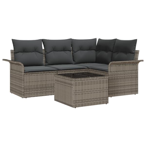 Grote foto vidaxl 4 delige tuinset met kussens zwart poly rattan tuin en terras tuinmeubelen