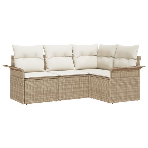 Grote foto vidaxl 4 delige tuinset met beige poly rattan kussens tuin en terras tuinmeubelen