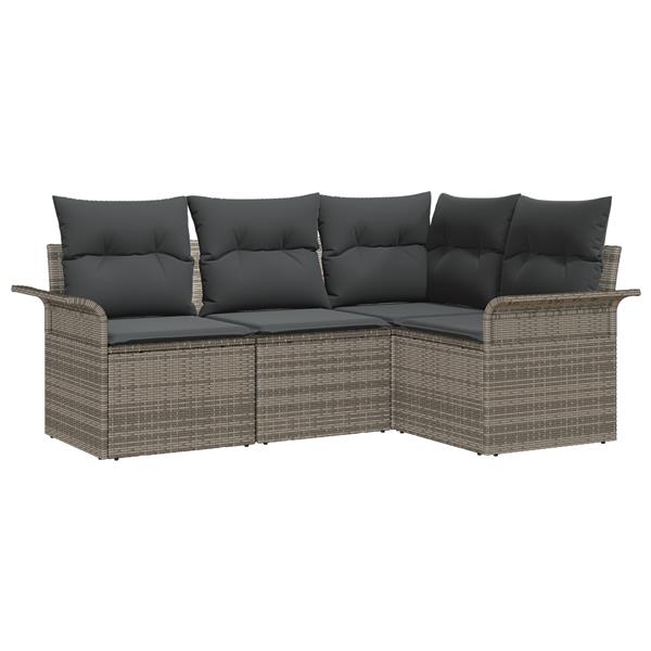 Grote foto vidaxl 4 delige ligbedden set met kussens in het grijs poly rattan tuin en terras tuinmeubelen