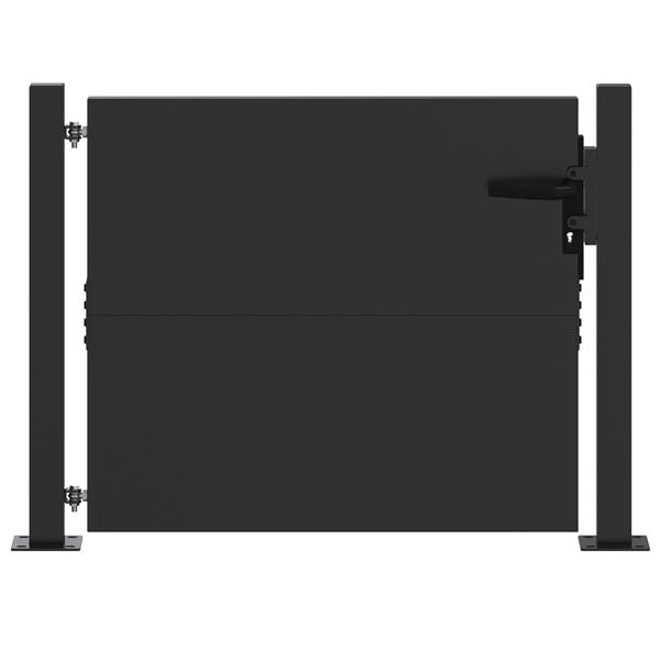 Grote foto vidaxl tuinpoort met slot zwart 105 x 100 cm poedergecoat staal tuin en terras hekken en schuttingen