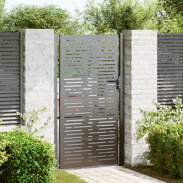 Grote foto vidaxl tuinpoort met slot zwart 105 x 175 cm poedergecoat staal tuin en terras hekken en schuttingen