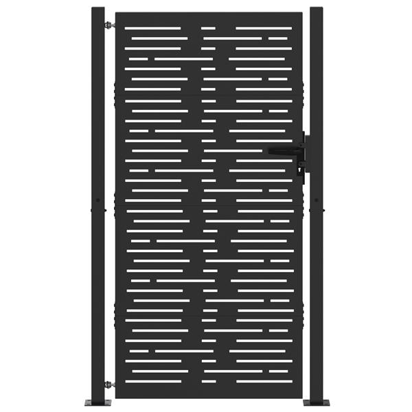 Grote foto vidaxl tuinpoort met slot zwart 105 x 175 cm poedergecoat staal tuin en terras hekken en schuttingen