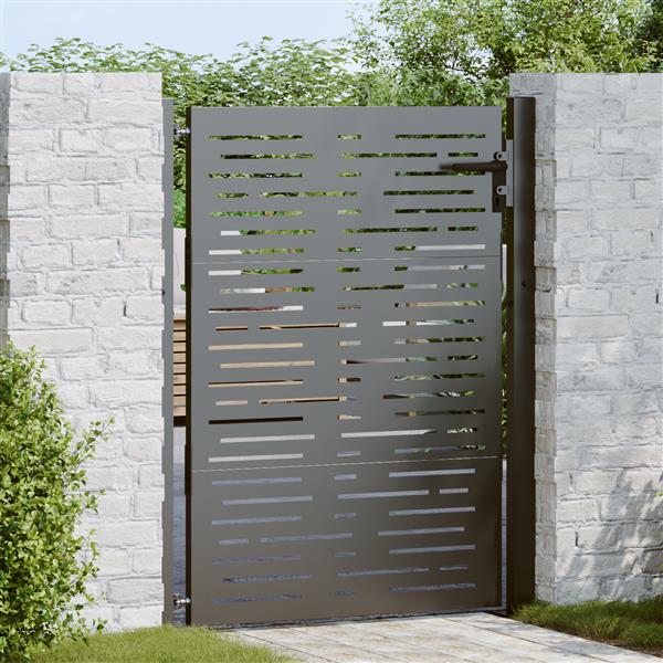 Grote foto vidaxl tuinpoort met slot zwart 105 x 150 cm poedergecoat staal tuin en terras hekken en schuttingen