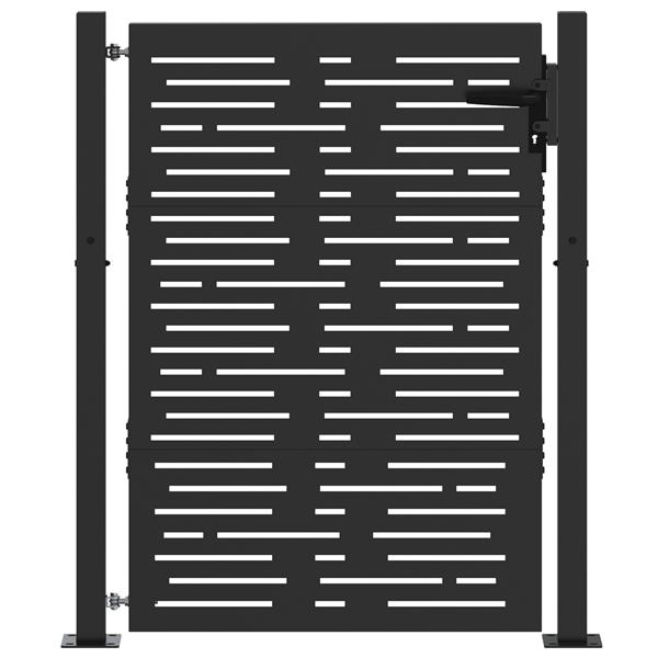 Grote foto vidaxl tuinpoort met slot zwart 105 x 150 cm poedergecoat staal tuin en terras hekken en schuttingen