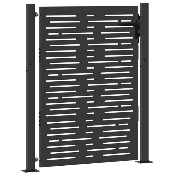 Grote foto vidaxl tuinpoort met slot zwart 105 x 150 cm poedergecoat staal tuin en terras hekken en schuttingen