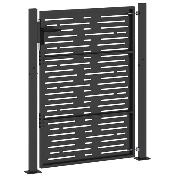 Grote foto vidaxl tuinpoort met slot zwart 105 x 125 cm poedergecoat staal tuin en terras hekken en schuttingen