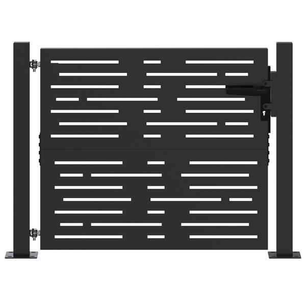 Grote foto vidaxl tuinpoort met slot zwart 105 x 100 cm poedergecoat staal tuin en terras hekken en schuttingen