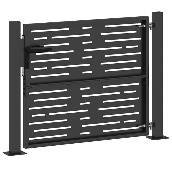 Grote foto vidaxl tuinpoort met slot zwart 105 x 100 cm poedergecoat staal tuin en terras hekken en schuttingen