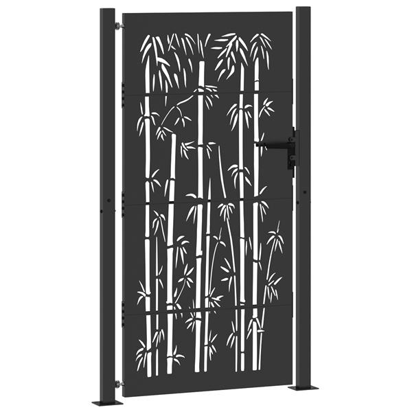 Grote foto vidaxl tuinpoort anders met slot zwart 105 x 175 cm poedergecoat staal tuin en terras hekken en schuttingen