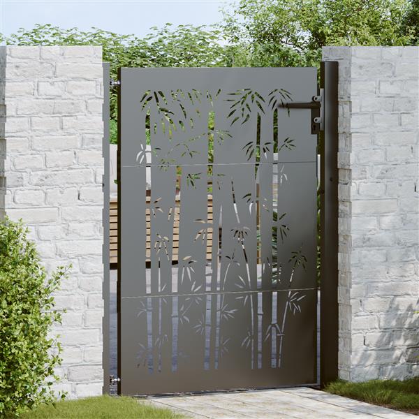 Grote foto vidaxl tuinpoort anders met slot zwart 105 x 150 cm poedergecoat staal tuin en terras hekken en schuttingen