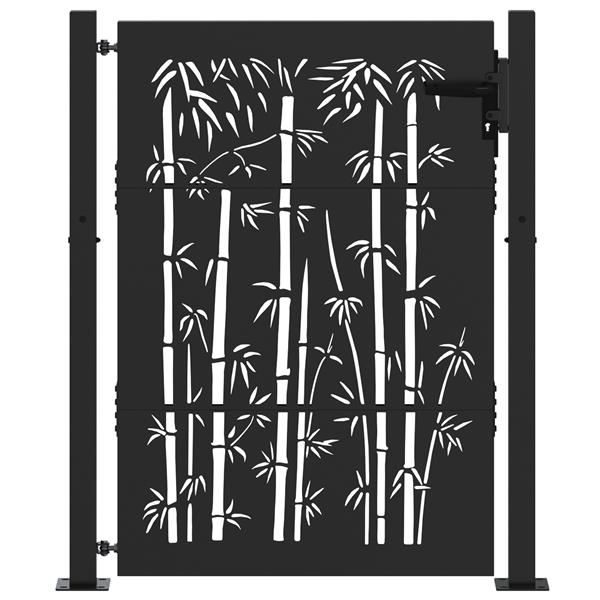 Grote foto vidaxl tuinpoort anders met slot zwart 105 x 150 cm poedergecoat staal tuin en terras hekken en schuttingen