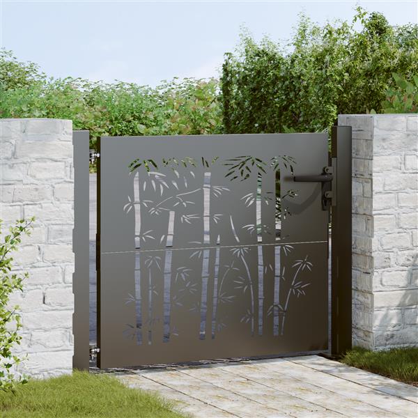 Grote foto vidaxl tuinpoort anders met slot zwart 105 x 100 cm poedergecoat staal tuin en terras hekken en schuttingen