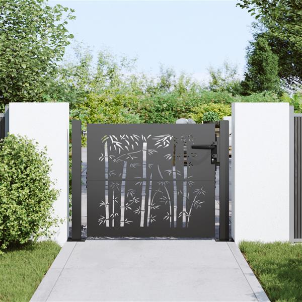 Grote foto vidaxl tuinpoort anders met slot zwart 105 x 100 cm poedergecoat staal tuin en terras hekken en schuttingen