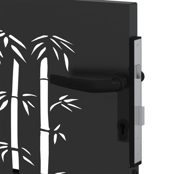 Grote foto vidaxl tuinpoort anders met slot zwart 105 x 100 cm poedergecoat staal tuin en terras hekken en schuttingen