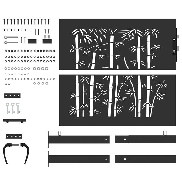 Grote foto vidaxl tuinpoort anders met slot zwart 105 x 100 cm poedergecoat staal tuin en terras hekken en schuttingen