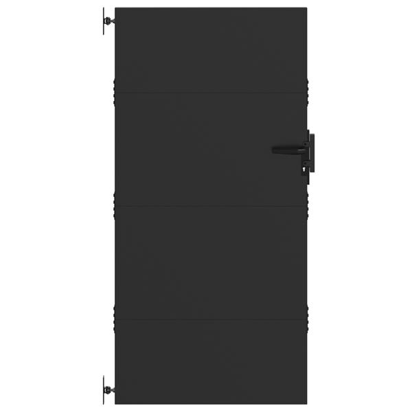 Grote foto vidaxl tuinpoort met slot zwart 105 x 175 cm poedergecoat staal tuin en terras hekken en schuttingen