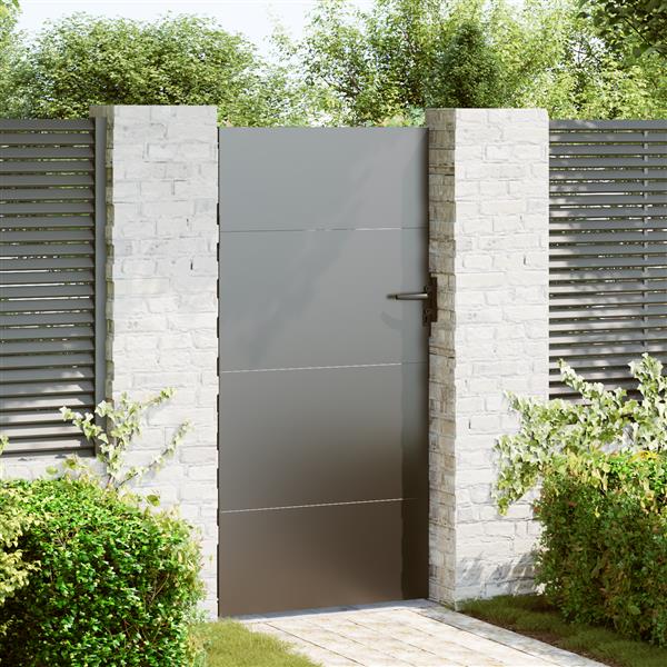 Grote foto vidaxl tuinpoort met slot zwart 105 x 200 cm poedergecoat staal tuin en terras hekken en schuttingen