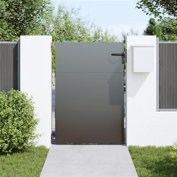 Grote foto vidaxl tuinpoort met slot zwart 105 x 150 cm poedergecoat staal tuin en terras hekken en schuttingen