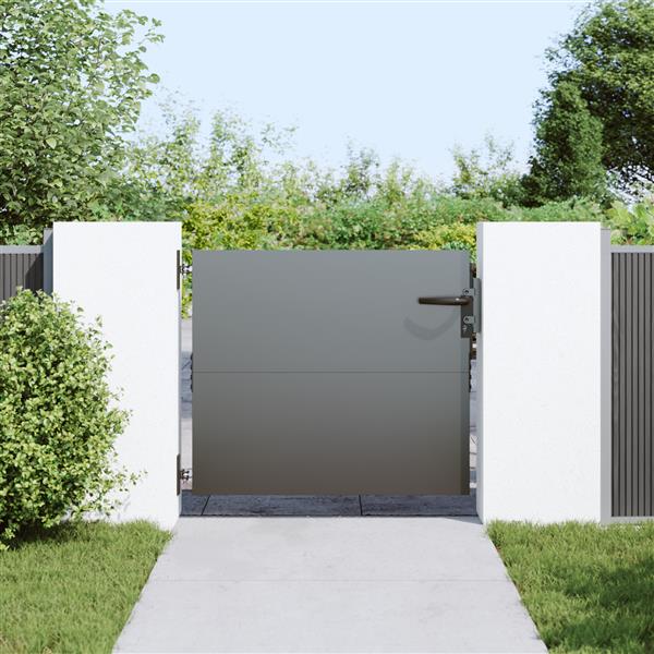 Grote foto vidaxl tuinpoort met slot zwart 105 x 100 cm poedergecoat staal tuin en terras hekken en schuttingen