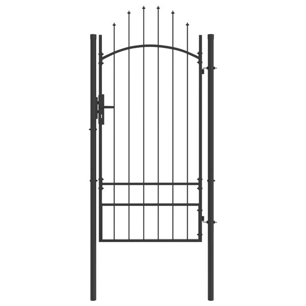 Grote foto vidaxl tuinpoort met slot grijs 200 x 100 cm 100 x 200 cm staal tuin en terras hekken en schuttingen