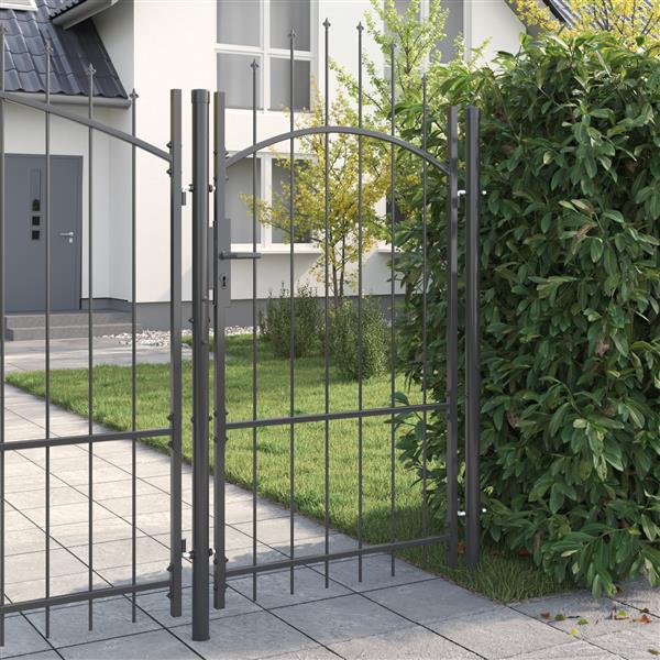 Grote foto vidaxl tuinpoort met slot grijs 170 x 100 cm 100 x 175 cm staal tuin en terras hekken en schuttingen