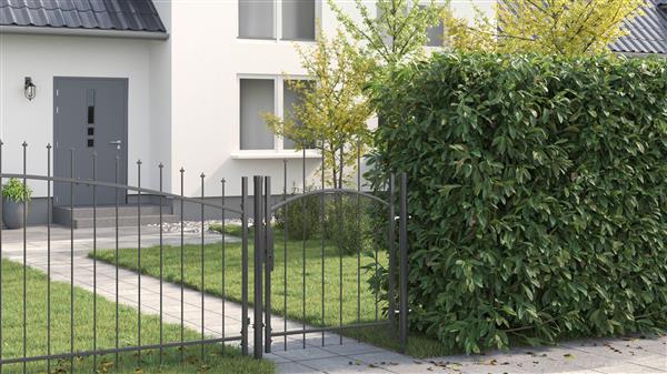Grote foto vidaxl tuinpoort met slot grijs 100 x 100 cm staal tuin en terras hekken en schuttingen