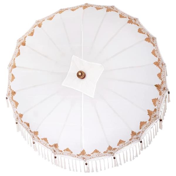 Grote foto vidaxl parasol cr me 210 220 cm katoenen stoffen hout bamboe tuin en terras overige tuin en terras