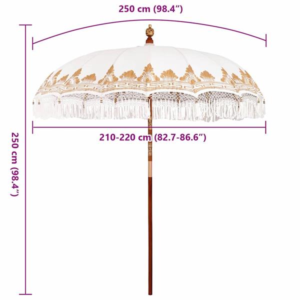 Grote foto vidaxl parasol cr me 210 220 cm katoenen stoffen hout bamboe tuin en terras overige tuin en terras